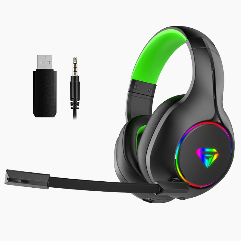 2.4G RF USB RGB Backlighting Gaming Wireless Headphone Type-C Rechargeable with Micro