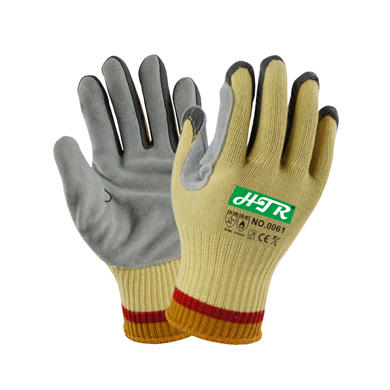 Anti-cut gloves with leather palm