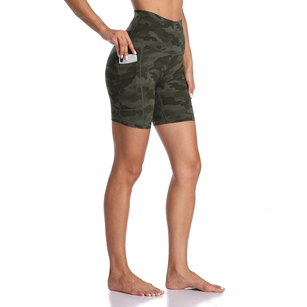 JC61 Eation Customize Brushed camouflage Yoga  Shorts with Pockets for Women 