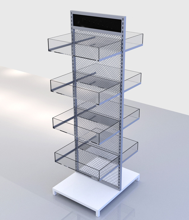 Double-sided Display Stand with Combination of Iron，Wood and Acrylic