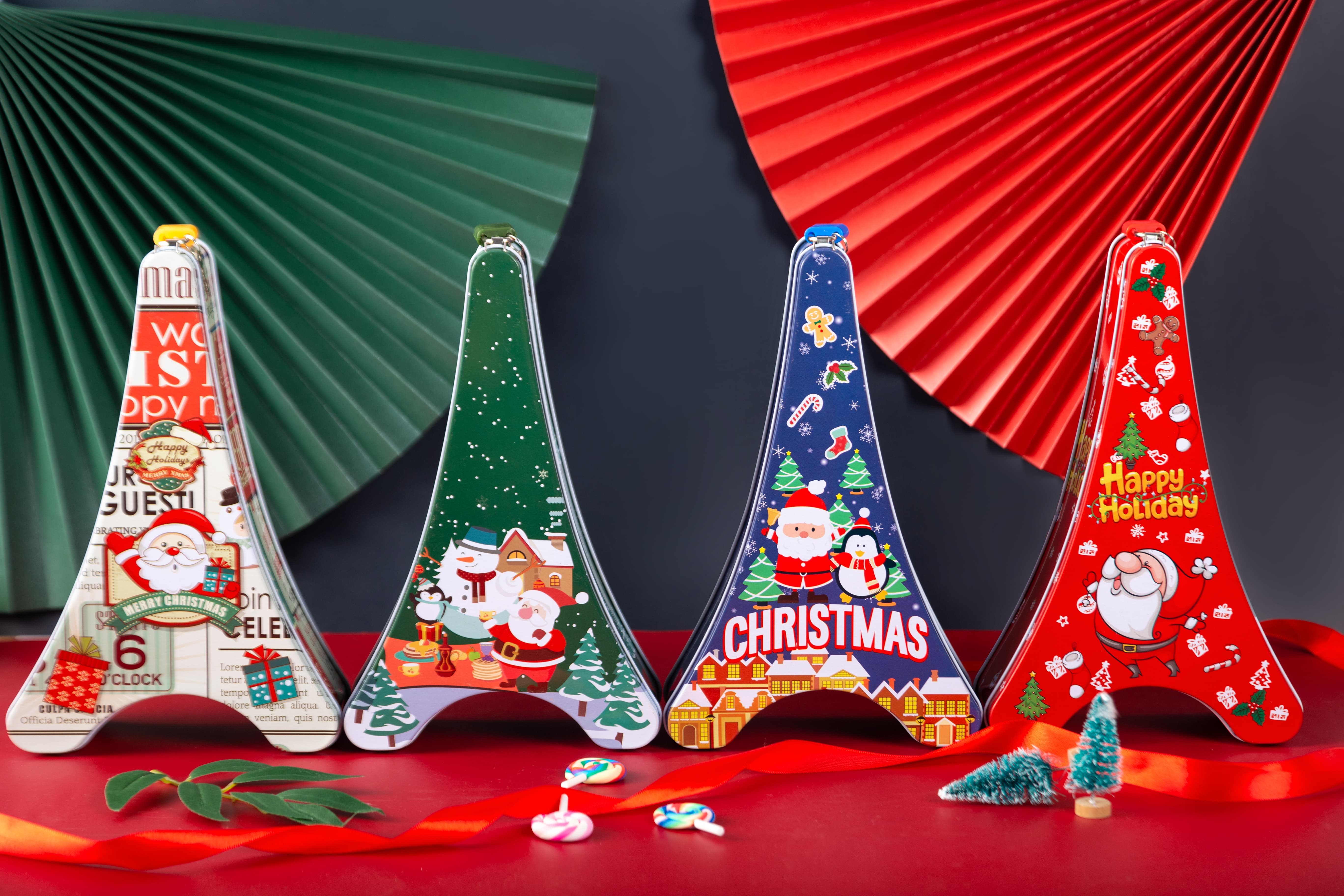 新款铁塔造型圣诞节存钱罐马口铁创意儿童储蓄罐定制幼儿园礼物厂家直供