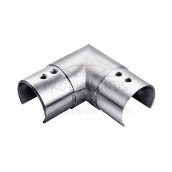 90-Degree Stainless Steel Round Slotted Handrail Corner Connector