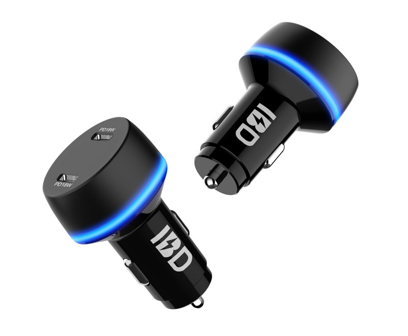 IBD336-CC 40W Dual Ports PD Fast Charging Car Charger For Mobile Phone.