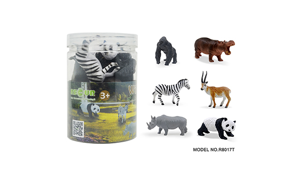 动物玩具-6只野生动物圆筒装B款