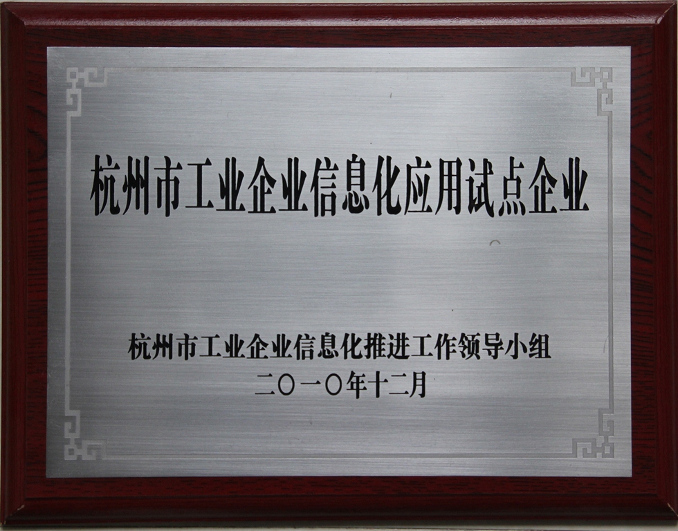 2010年12月杭州市工业企业信息化应用试点企业