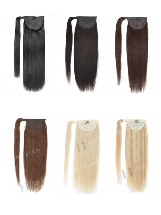 100% Human Raw Virgin Braided Drawstring Wrap Straight Ponytails Clip in Hair Extension WR-PT-001