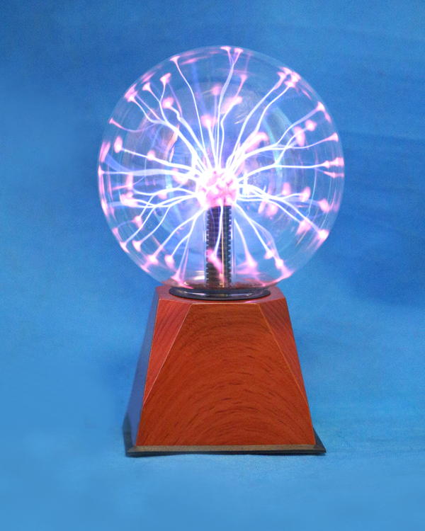8” Nebula Plasma Ball with Wooden Grain Cubic Transfer Base