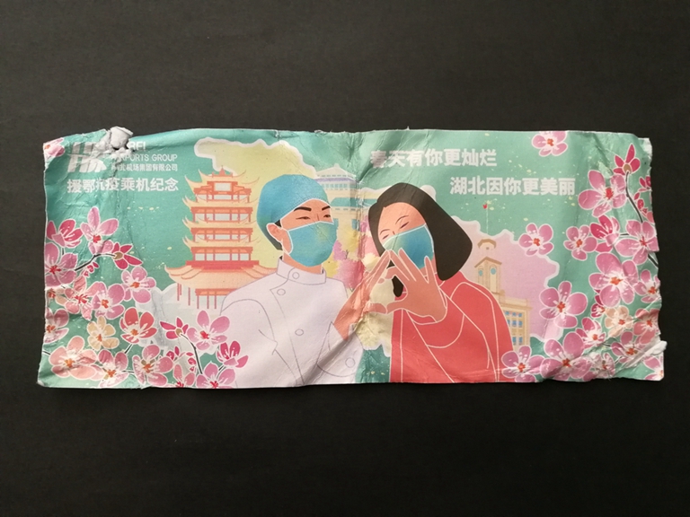 武汉天河国际机场援鄂抗疫纪念登机牌（背面）赵琳捐赠