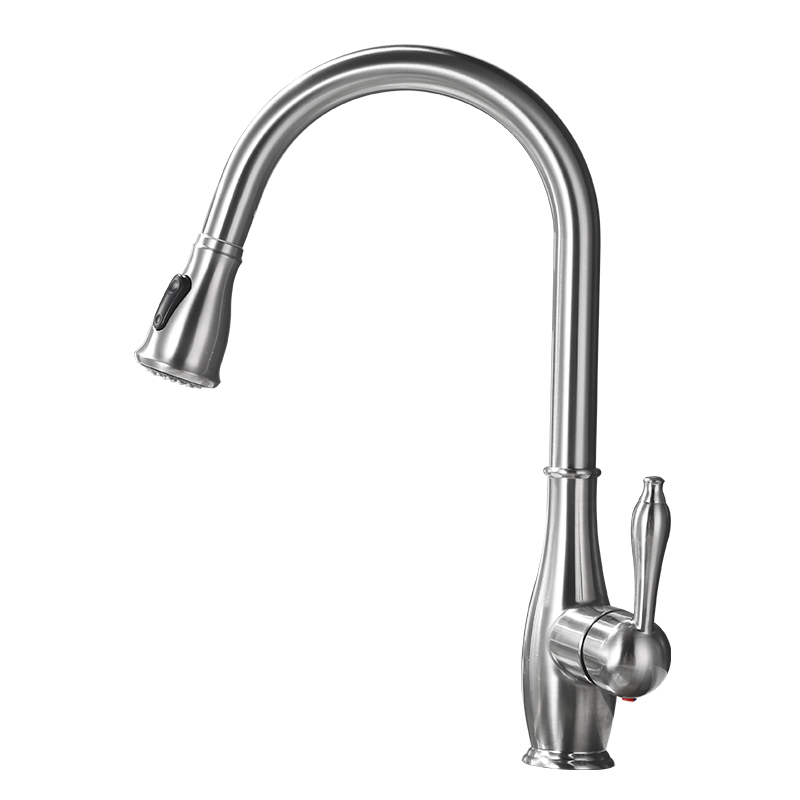 FLG Brushed Nickel Kitchen Faucet with Pull Out Sprayer, Single Handle, Single Hole, Pull Out Stainless Steel Kitchen Sink Faucet
