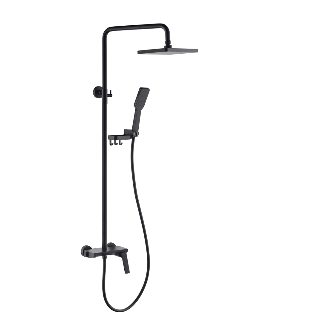 FLG Black Wall Mounted Bathroom Bath Rain Shower Set 