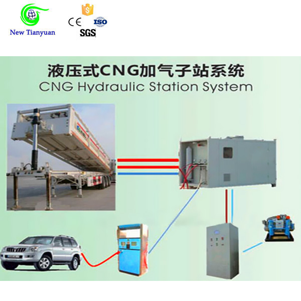 CNG Trailer Refueling Daughter Station with Hydraulic Pressure Boosting Part, Control Cabinet, CNG Trailer and Dispensers