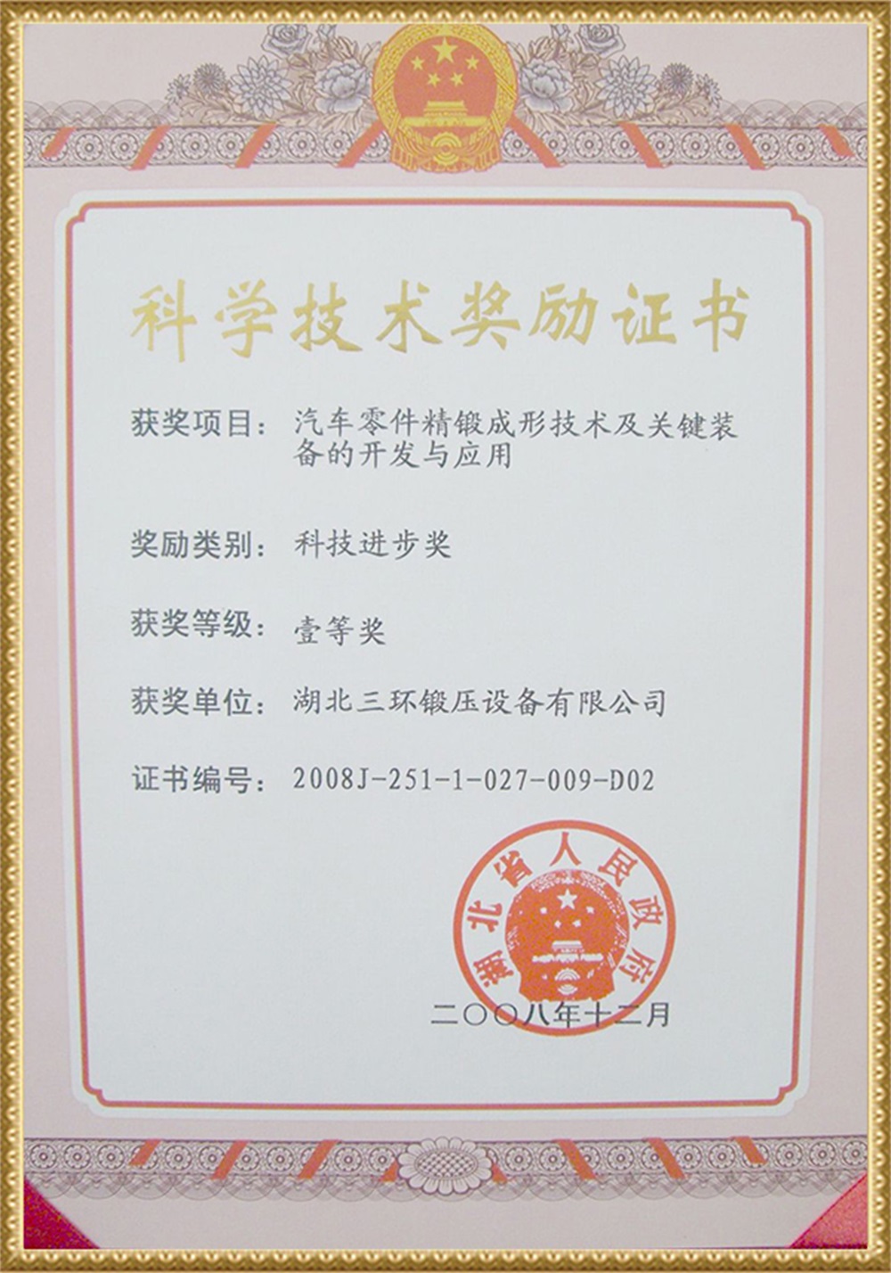 2009省科技奖（冷精锻）