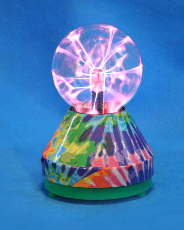 3" Battery Operated Plasma Ball with Tie Dye Cubic Transfer Base