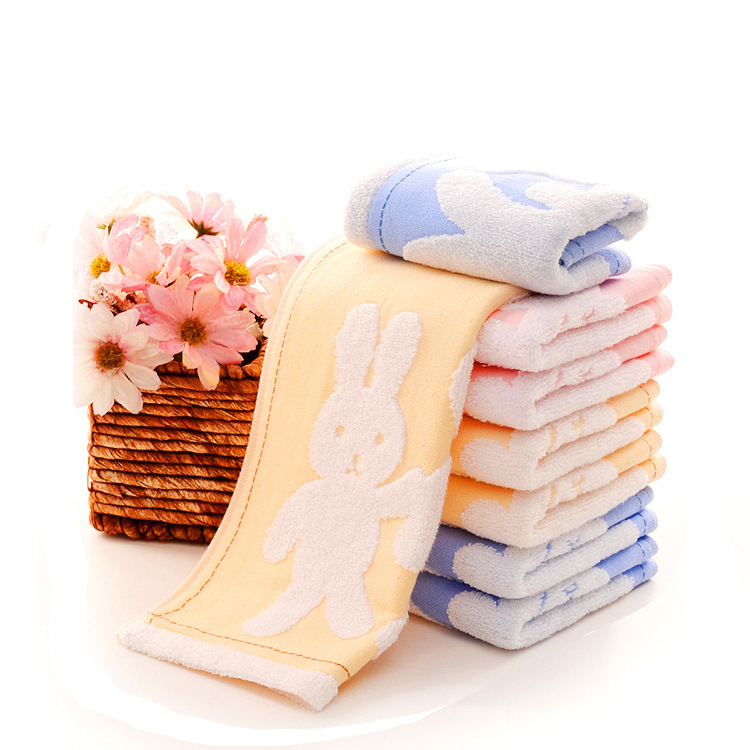 婴儿口水巾卡通图案儿童洗脸巾纯棉毛巾外贸礼品礼盒订制