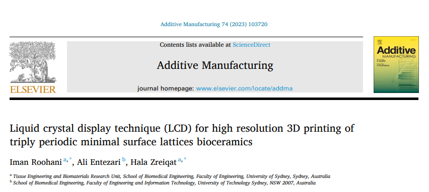 《Additive Manufacturing》：LCD3D打印工艺制备三周期最小表面晶格生物陶瓷结构