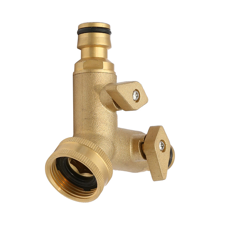 Brass 2-way Snap-In Coupling with  Shut-off Valve