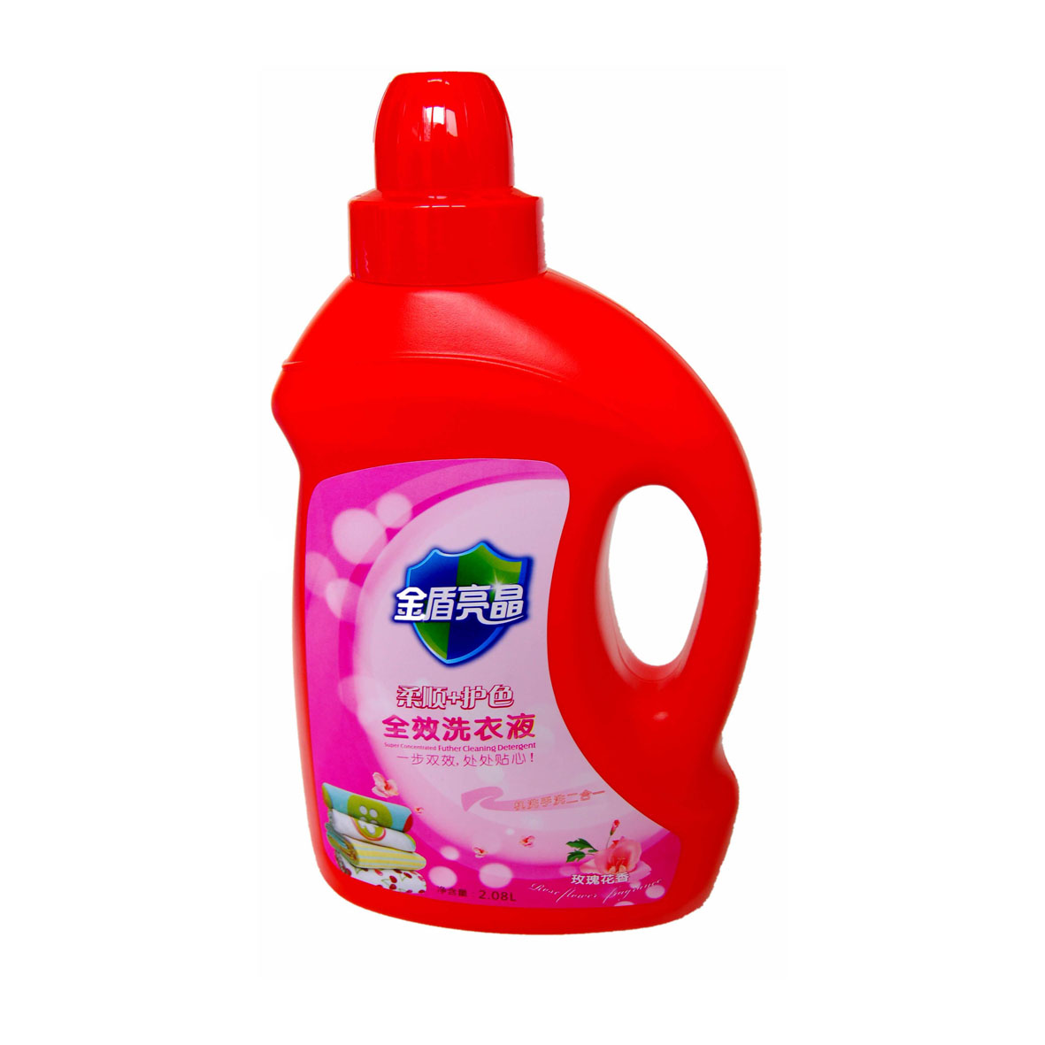 Golden Shield Bright Crystal Laundry Liquid 2.08L. Red Bottle (Full Effect / Supple + Color Protection)
