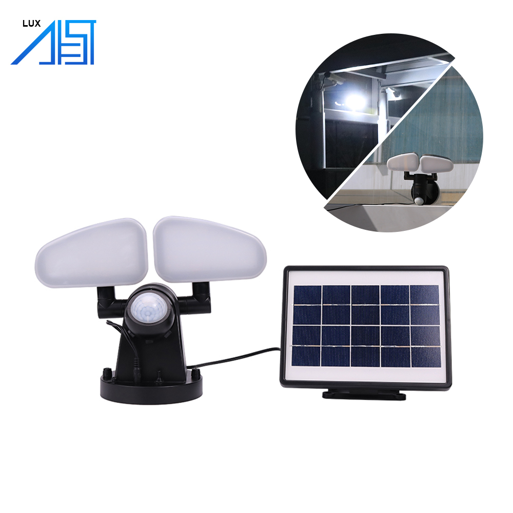 Latest Arrival China Factory Indoor Outdoor Two Head Solar Street Led Food Light with PIR Motion Sensor for Sale