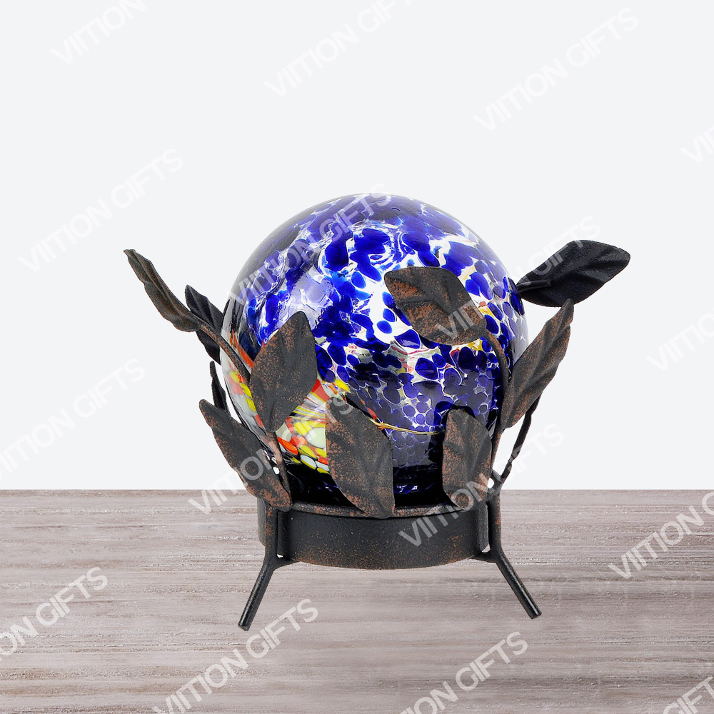 Solar Glass ball with Metal Stand 