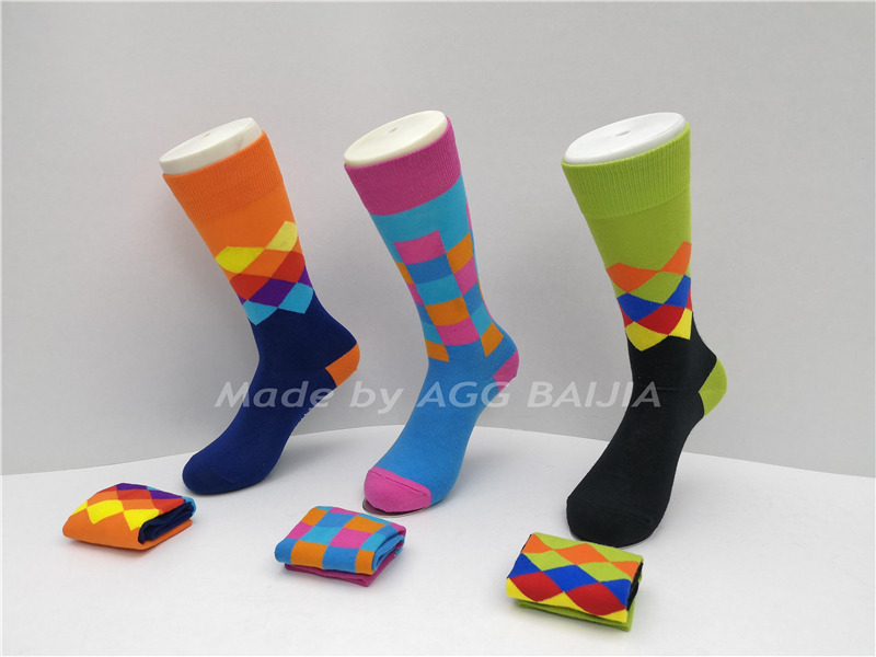 3pk Ladies coloured checked sport socks