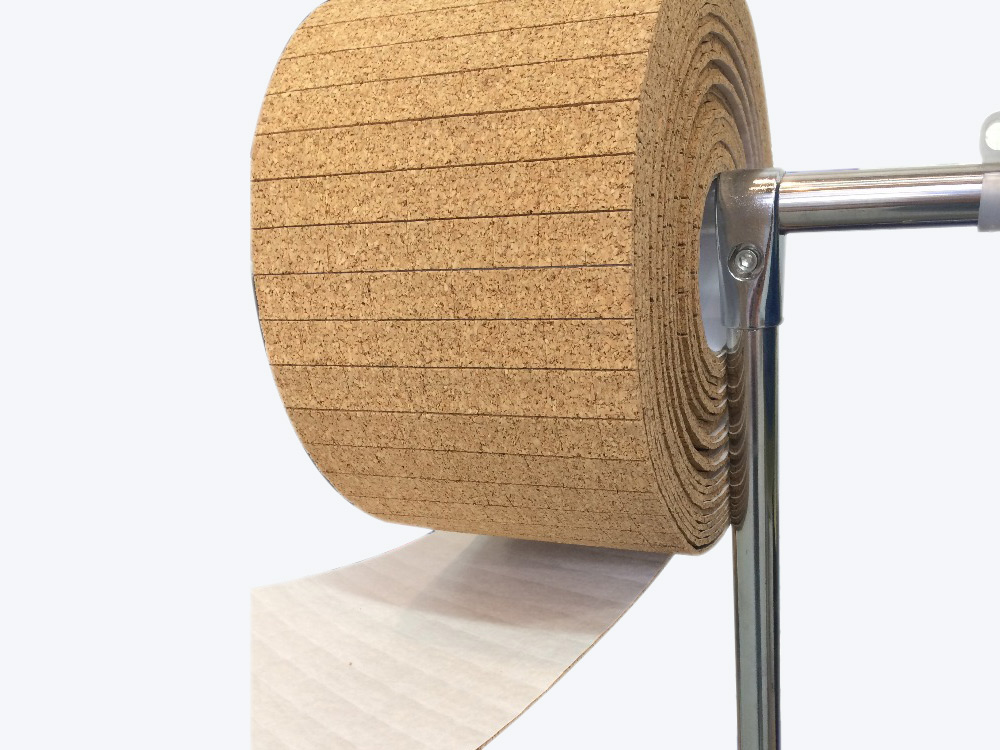 Cork pads with removable adhesive-on roll