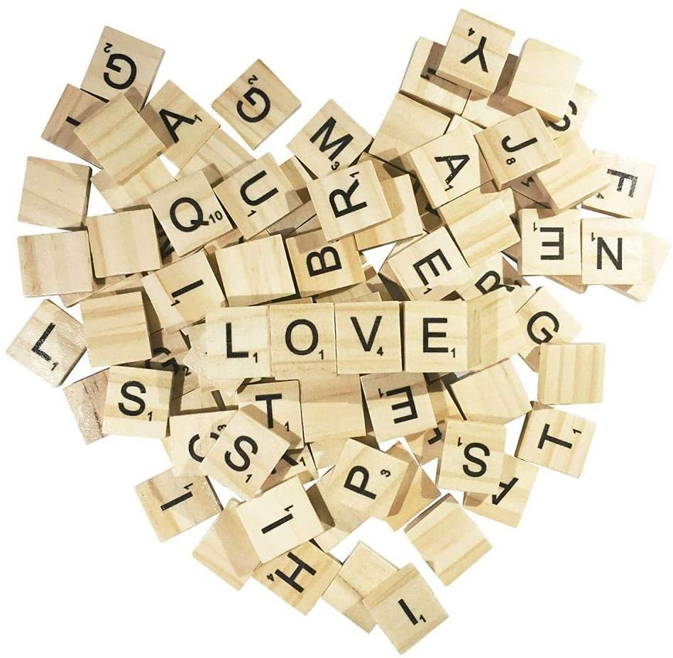 Wooden Alphabet Scrabbles Tiles A-Z(All Letters Include)Capital Mixed Letters For Crafts