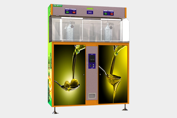 Double outlets olive oil vending machine