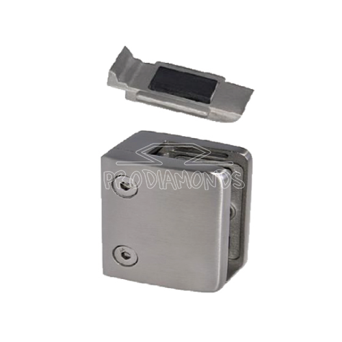 Square Glass Clamp with One Closed Side for Flat Mounting