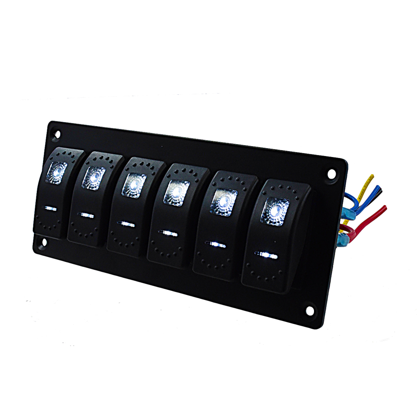 6 gang waterproof rocker switch panel auto car switch led switch panel for car boat truck marine atv accessories