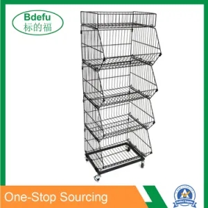 Supermarket Convenience Store Sloped Wire Basket Stand Basket Rolling Grocery Shelves