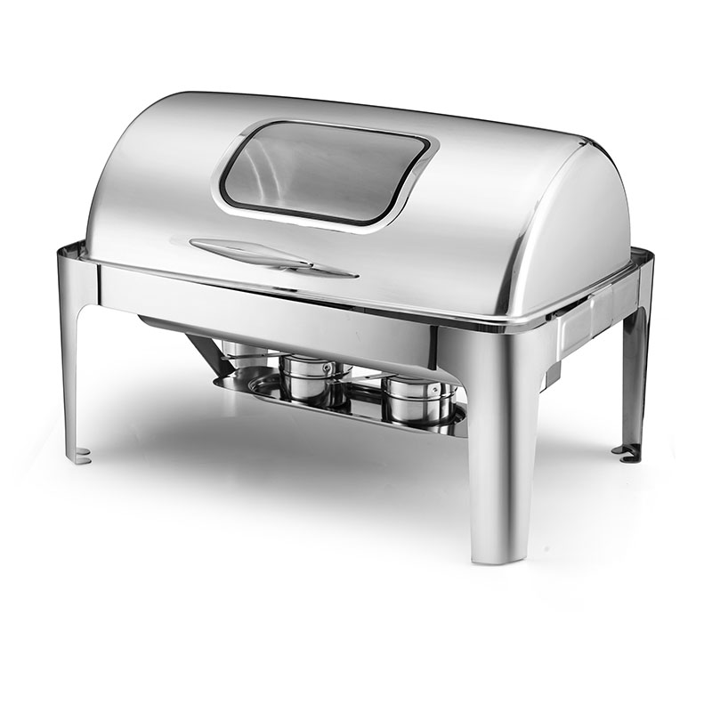 Roll Top Rectangular Chafing Dish With Glass Window