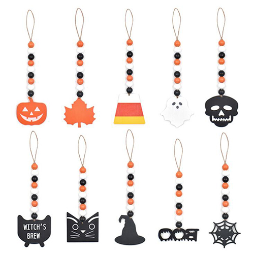 Wooden Halloween funny bead string family Pendant