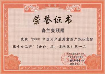 Slanvert is named the China Machinery Industry Information Institute’s “Top Inverter Brand in Customer Satisfaction”