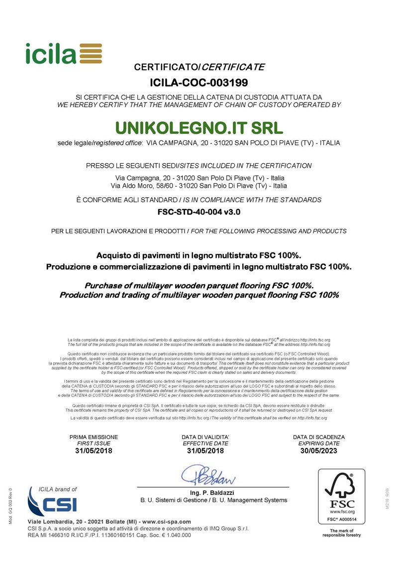 icila意大利林产品经营与产销监管链认证—UNIKOLEGNO