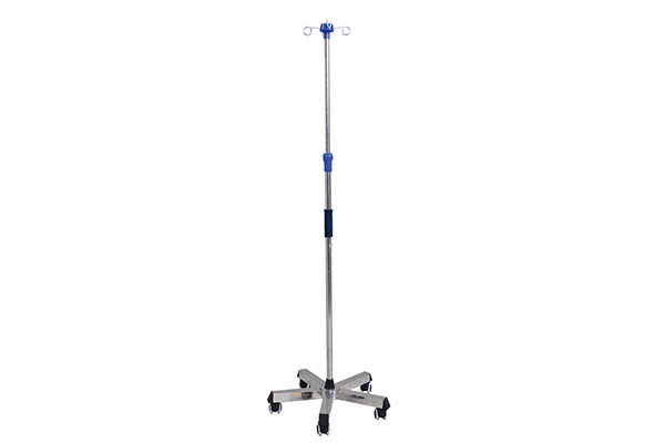 D-16 Height adjustable stainless steel IV pole stand on wheels