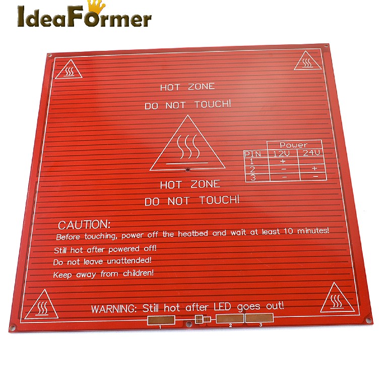 PCB fiberglass  heat bed Square 214×214×1mm printed red