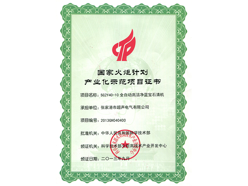 2013 National Torch Program Certificate