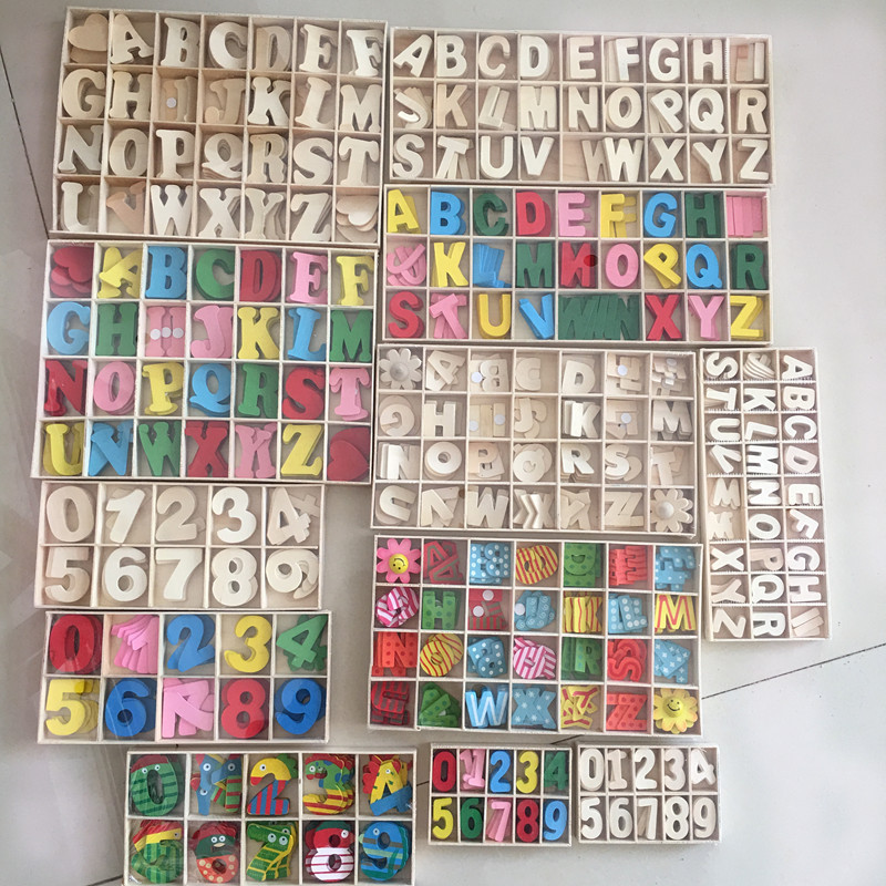 Wooden Alphabet Letters With Sticker Custom Name Initials Boys Door Plaques Toy Boxes Wall Decoration Cotton Craft Projects