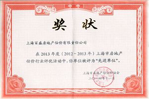 “Leading Company in Shanghai Real Estate Industry”in 2012 and 2013