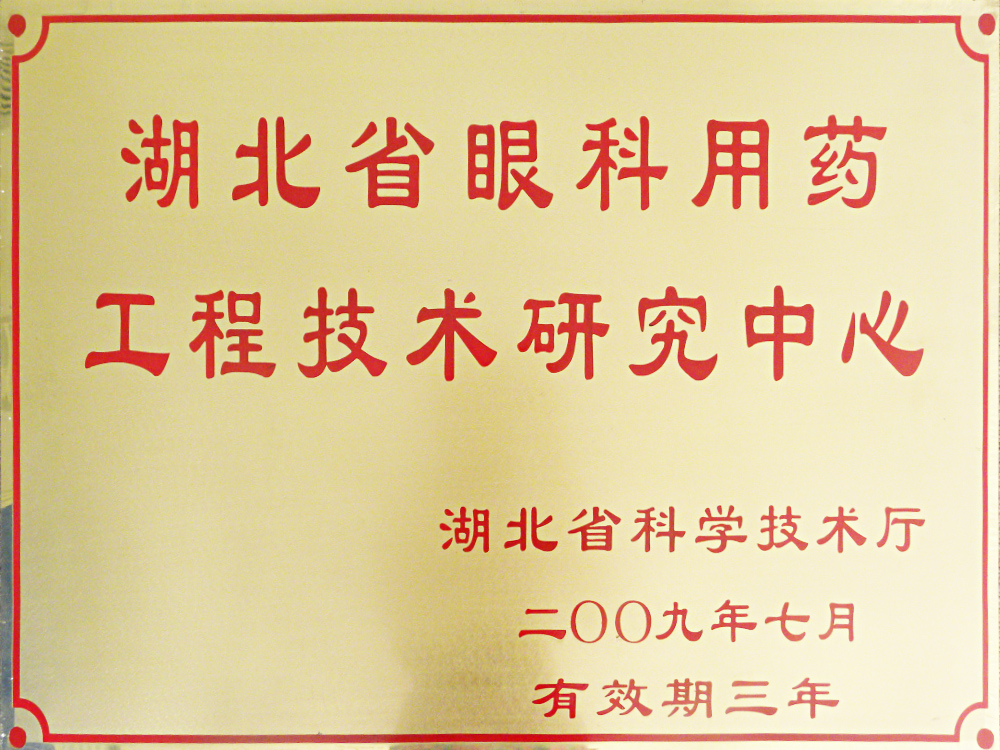 湖北省眼科用药工程技术研究中心2009.7