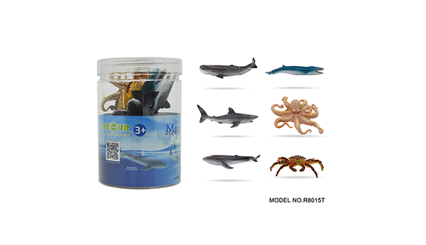 动物玩具-6只海洋动物圆筒装B款