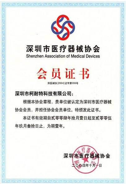 Certificate for a member of medical association