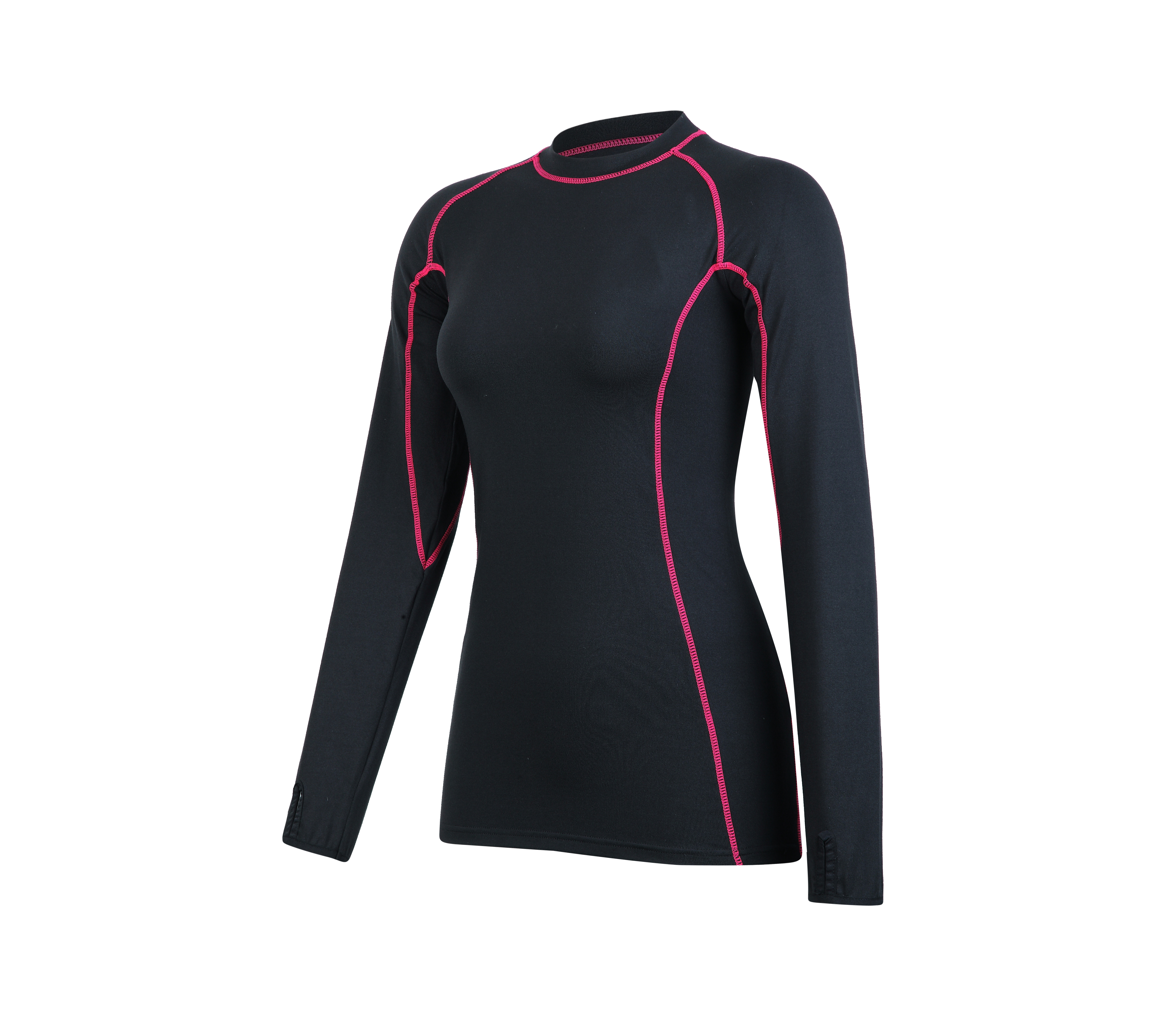 Women’s knitted flat lock compression top.