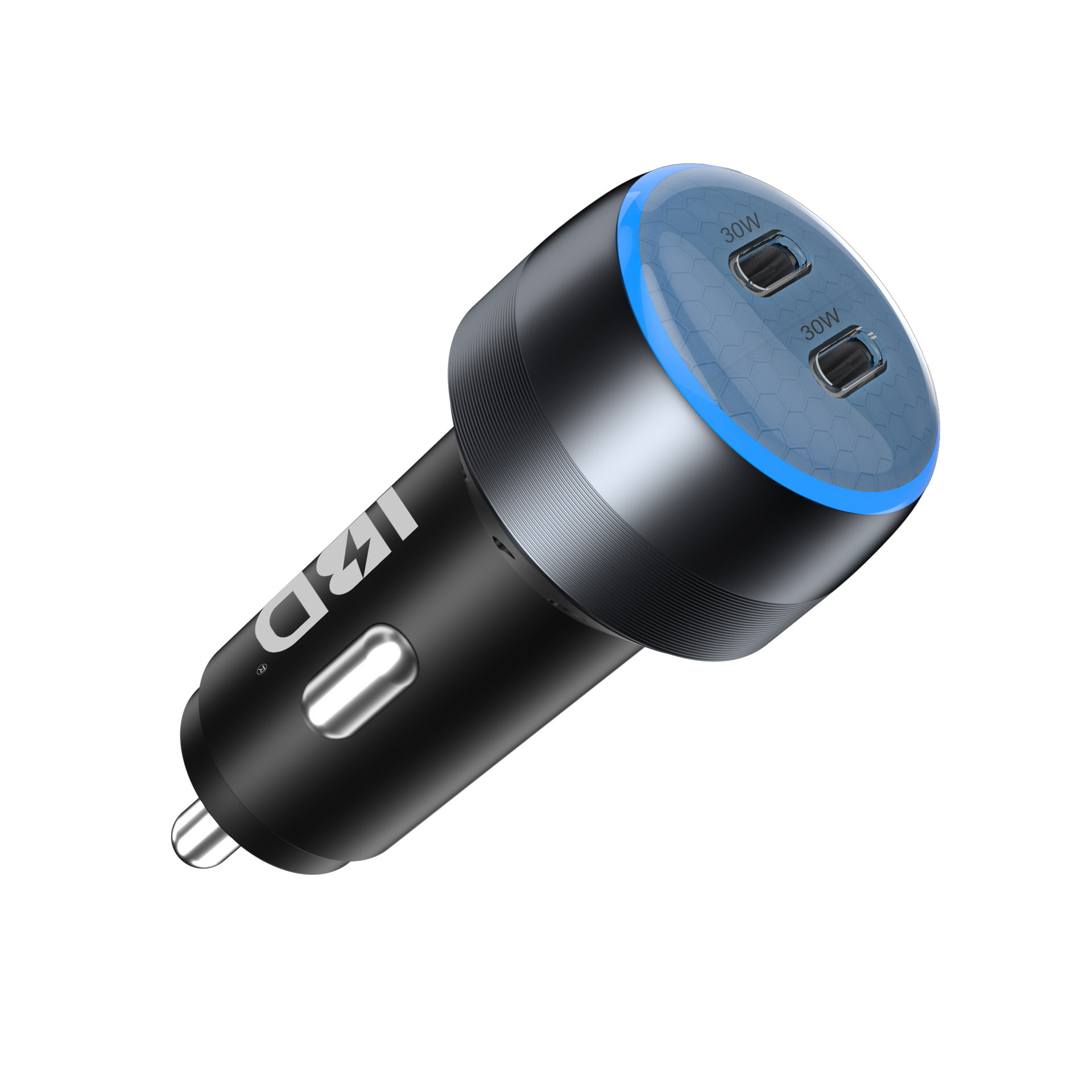 IBD355-2C60W 2 Ports PD 30W Fast Charging Car Charger For Mobile Phone