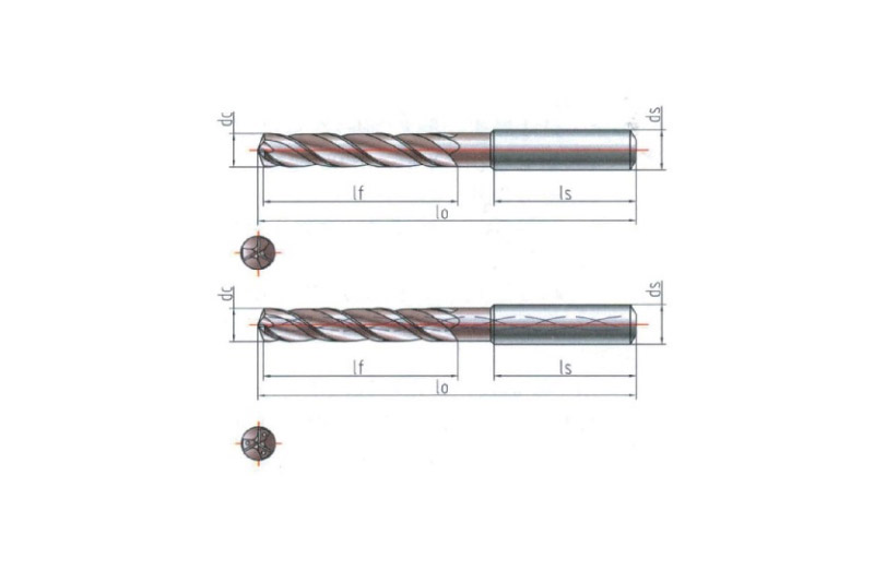 Solid carbide 3-blade twist drill 5xD