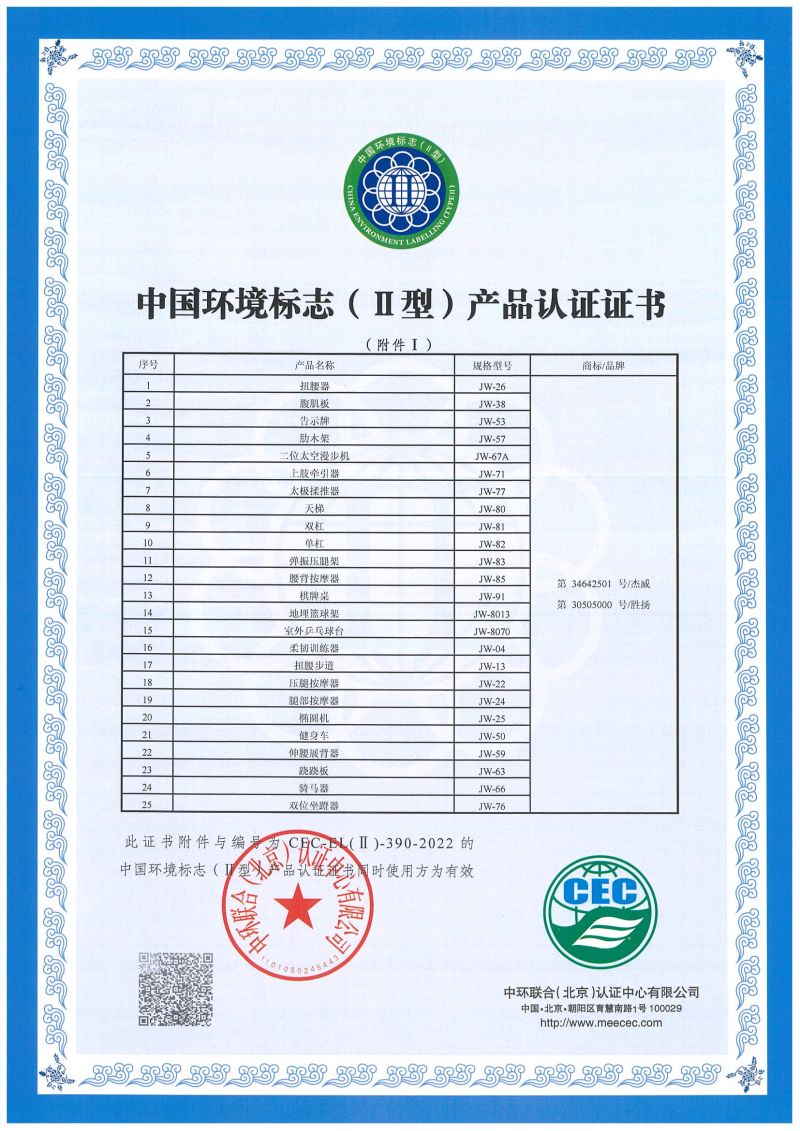 中国环境标志( II型)产品认证证书