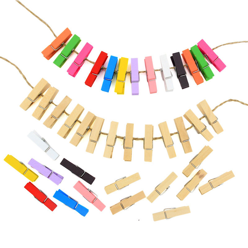 Cute  clip of colored wooden clothespin mini craft clothes pegs