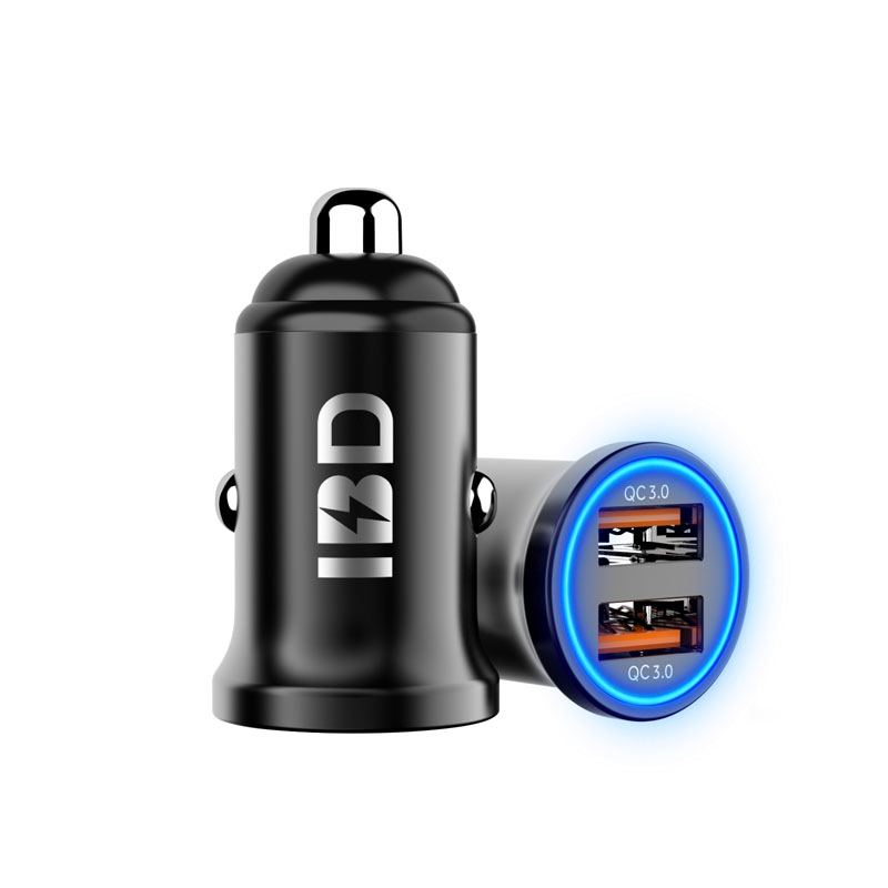 IBD330-Q3 Dual Ports QC18W Fast Charging Car Charger For Mobile Phone.