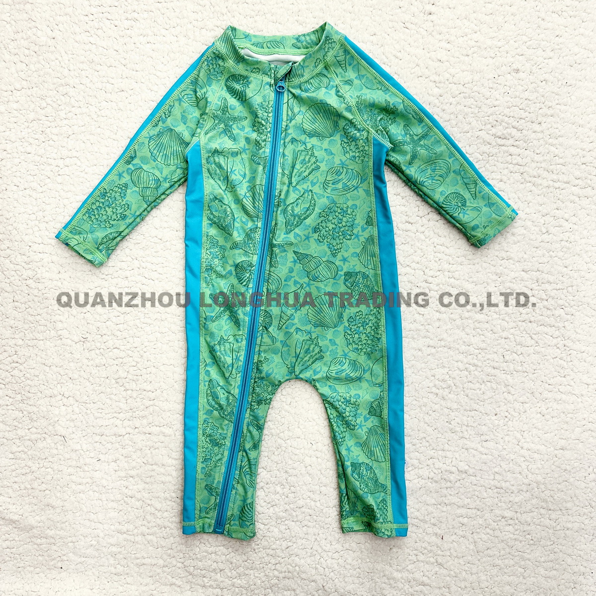 Kids One-Piece Swimwear Toddler Bathing Suit Round Neck Zipper Jumpsuit