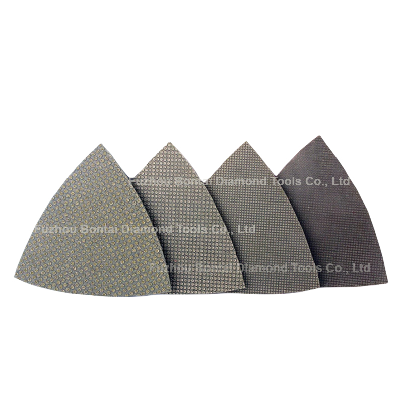 Triangle diamond electroplated polishing pad for stones